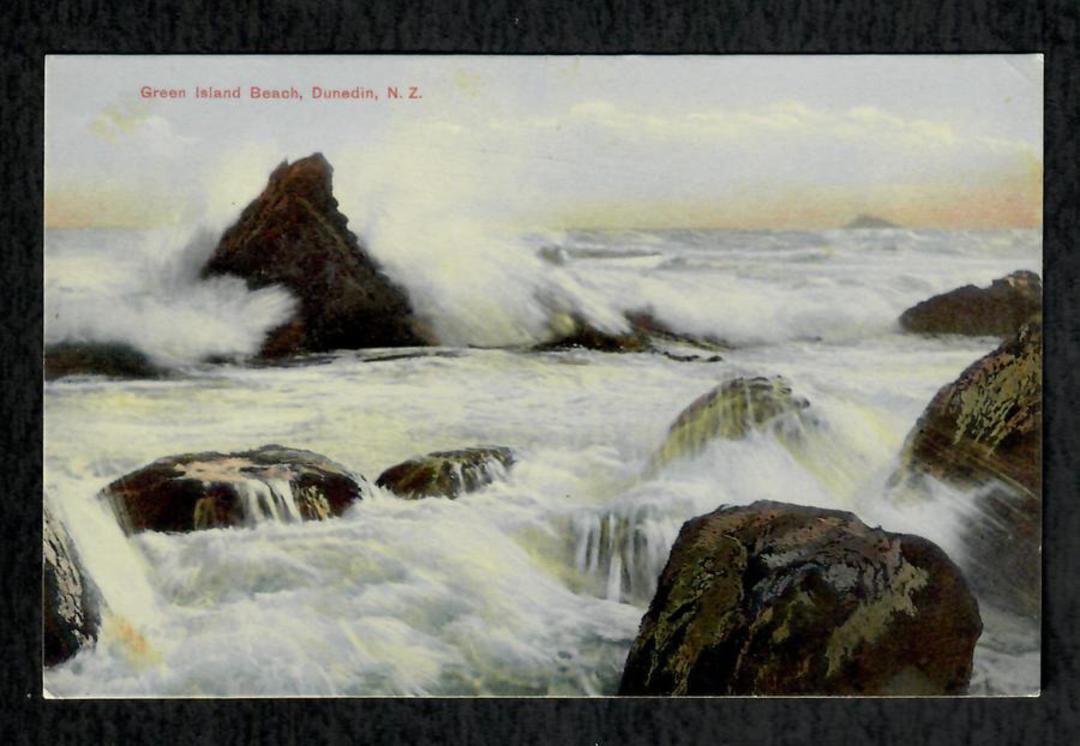 Coloured postcard of Green Island Beach Dunedin. - 49143 - Postcard image 0