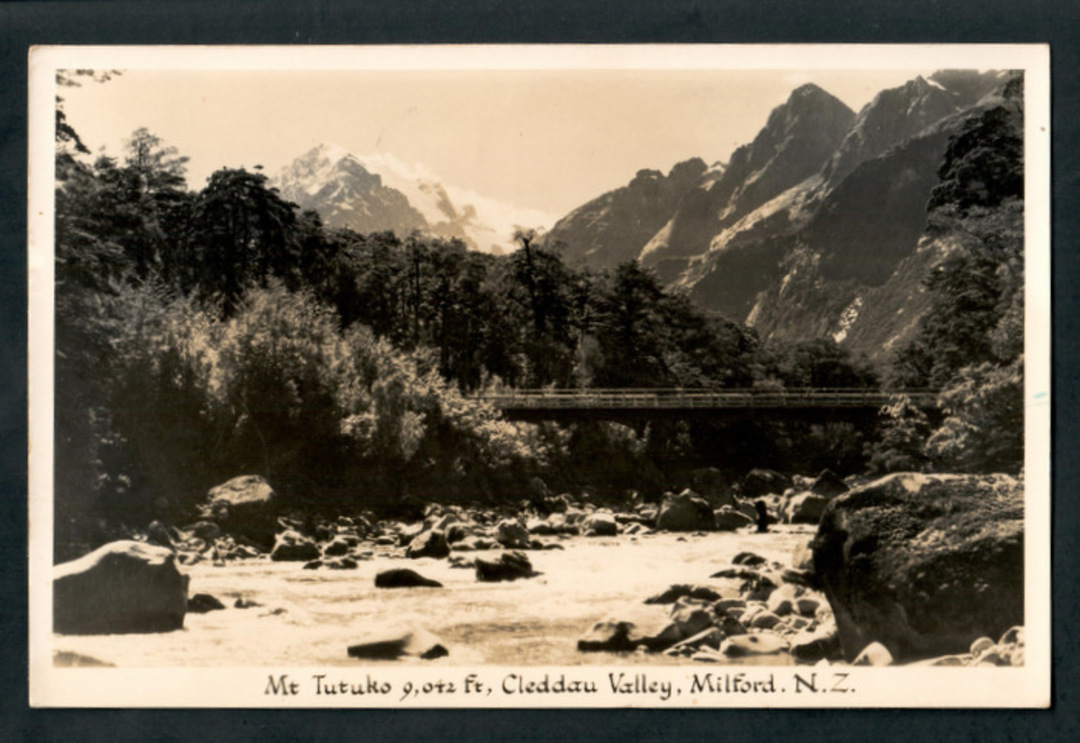 Real Photograph by Gladys M Goodall of Mt Tutuko Cleddau Valley Milford. - 249818 - Postcard image 0