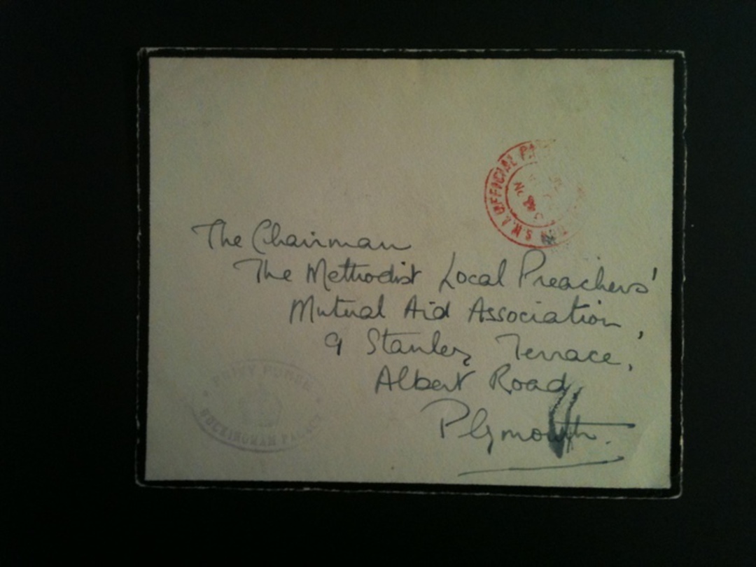 GREAT BRITAIN 1901 Mourning Cover addressed to Plymouth. Front only with the flap. Red Official Paid Cachet. Date hard to read b image 0