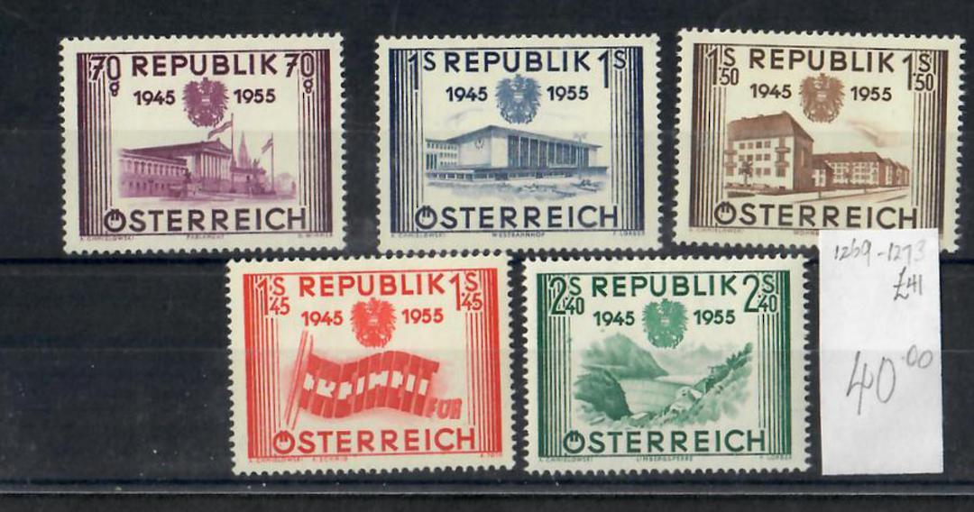 AUSTRIA 1955 10th Anniversary of the Establishment of the Republic. Set of 5. - 25539 - Mint image 0