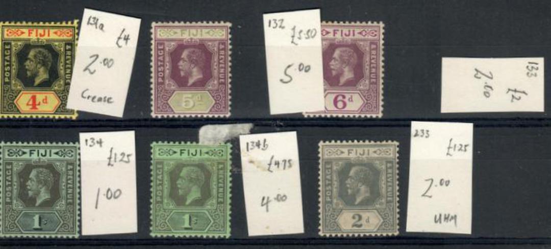 FIJI Selection of mint George 5th. All with Multiple Crown CA except the 2d. No faults except a light crease on the 4d visible o image 0