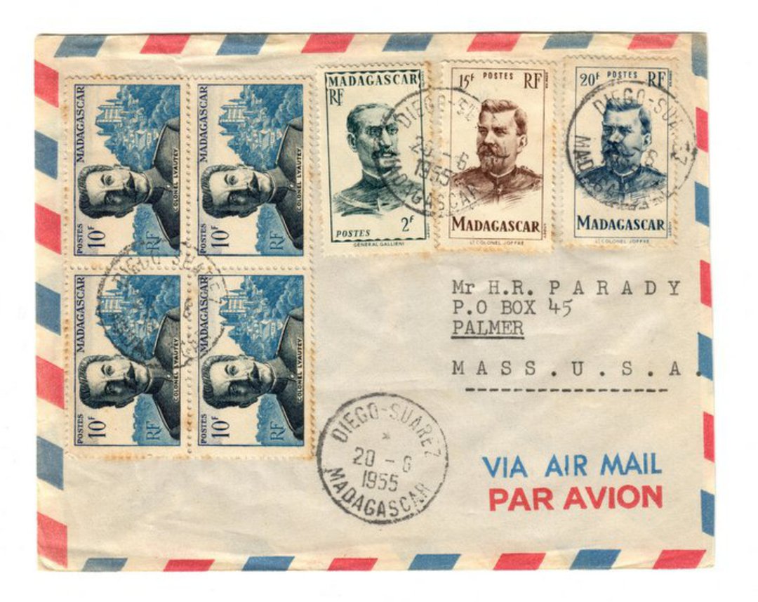 MADAGASCAR 1955 Airmail Letter from Diego-Suarez to USA. - 37698 - PostalHist image 0