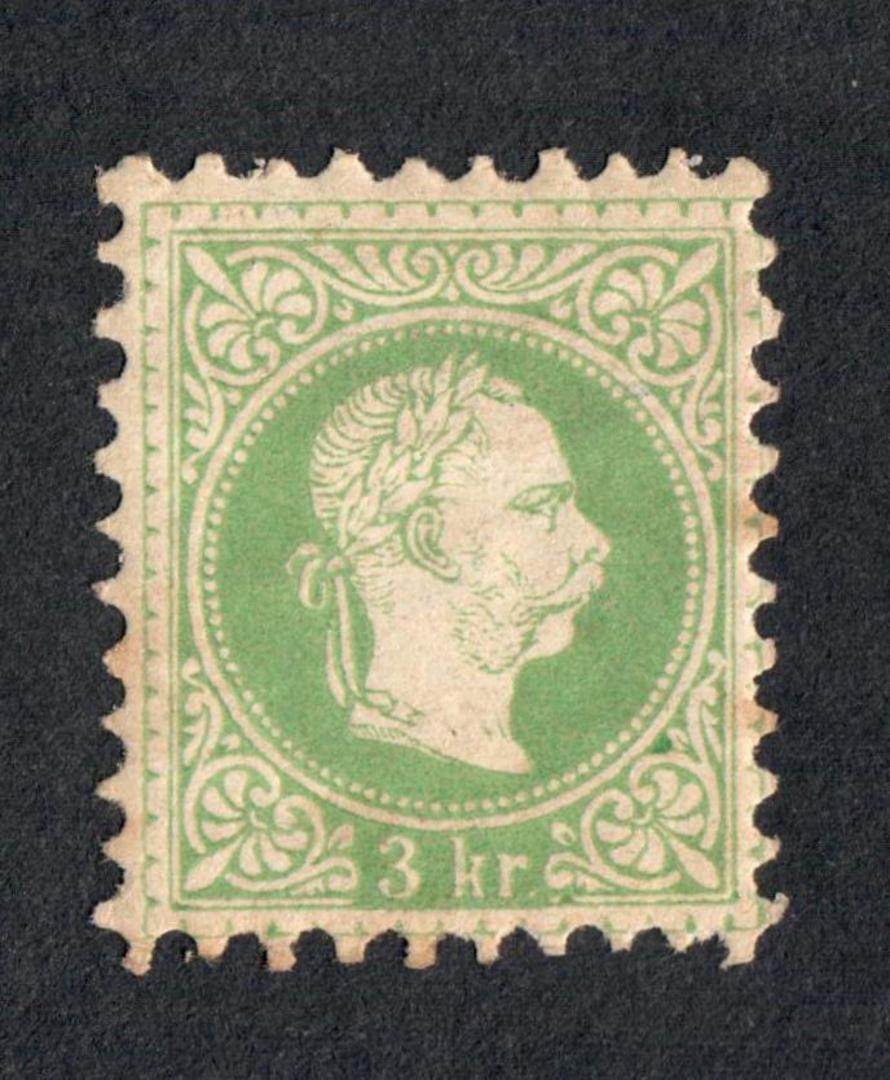 AUSTRIA_HUNGARY 1867 Definitive 3k Green. Fine copy except for light toning on some perfs. - 75559 - Mint image 0