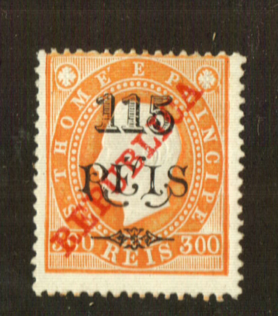 ST THOMAS et PRINCIPE 1913 Overprint 115r on 300r Orange. - 71948 - LHM image 0