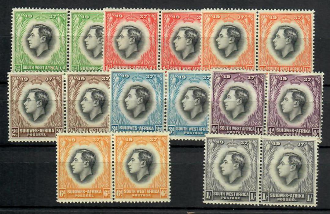 SOUTH WEST AFRICA 1937 Coronation. Set of 7 in joined pairs. - 23151 - LHM image 0