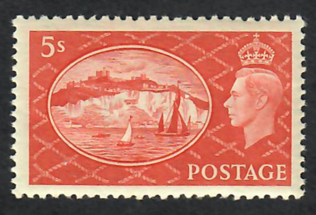 GREAT BRITAIN 1951 George 6th Definitive 5/- Red. Small imperfection on the reverse. - 70345 - UHM image 0