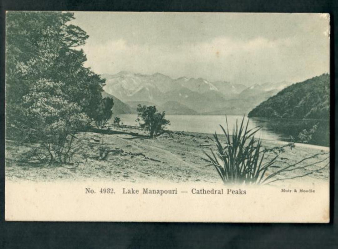 Early Undivided Coloured Postcard by Muir & Moodie of Cathedral Peaks Lake Manapouri. - 49055 - Postcard image 0