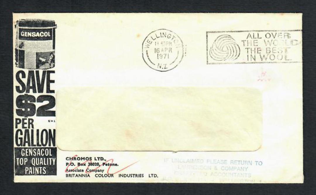 NEW ZEALAND 1971 Window Envelope Chromos Limited - Paint. - 31539 - PostalHist image 0