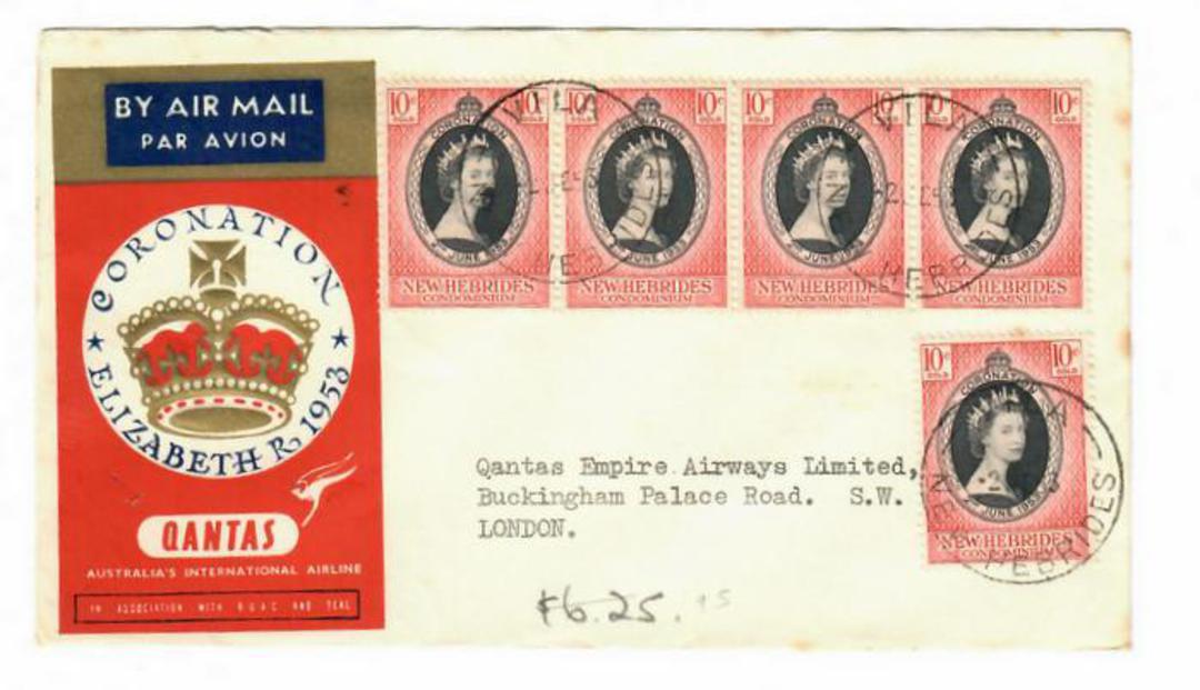 NEW HEBRIDES 1953 Qantas Coronation Flight from Vila to London. - 30819 - PostalHist image 0
