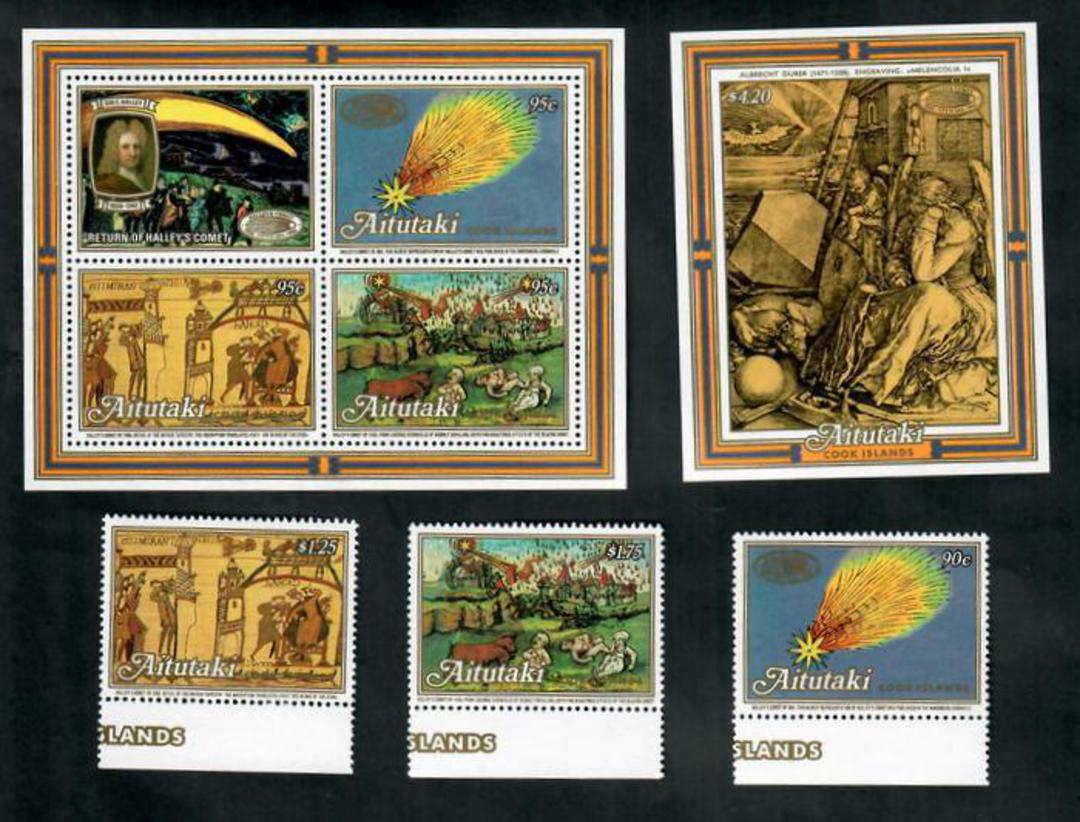 AITUTAKI 1986 Appearance of Halley's Comet. Set of 4 and 2 miniature sheets. - 50830 - UHM image 0