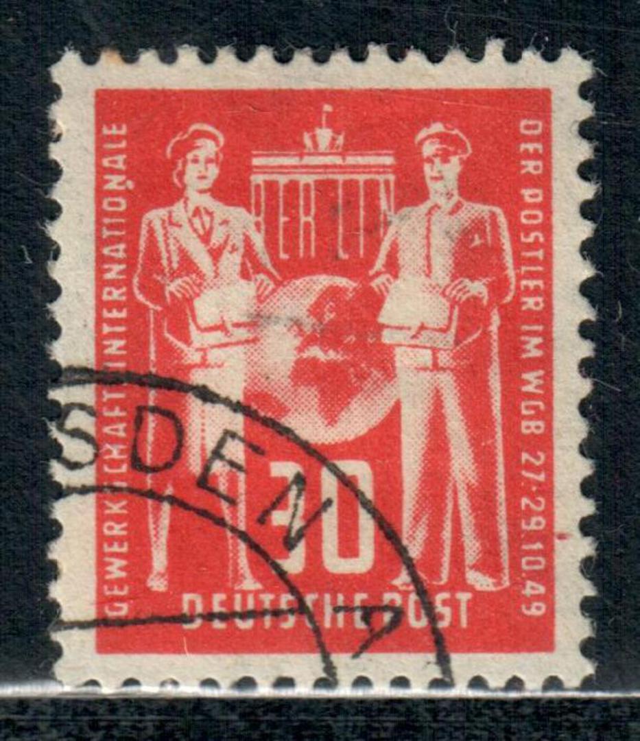 EAST GERMANY 1949 International Postal Workers Congrss 30pf Red. - 71477 - FU image 0