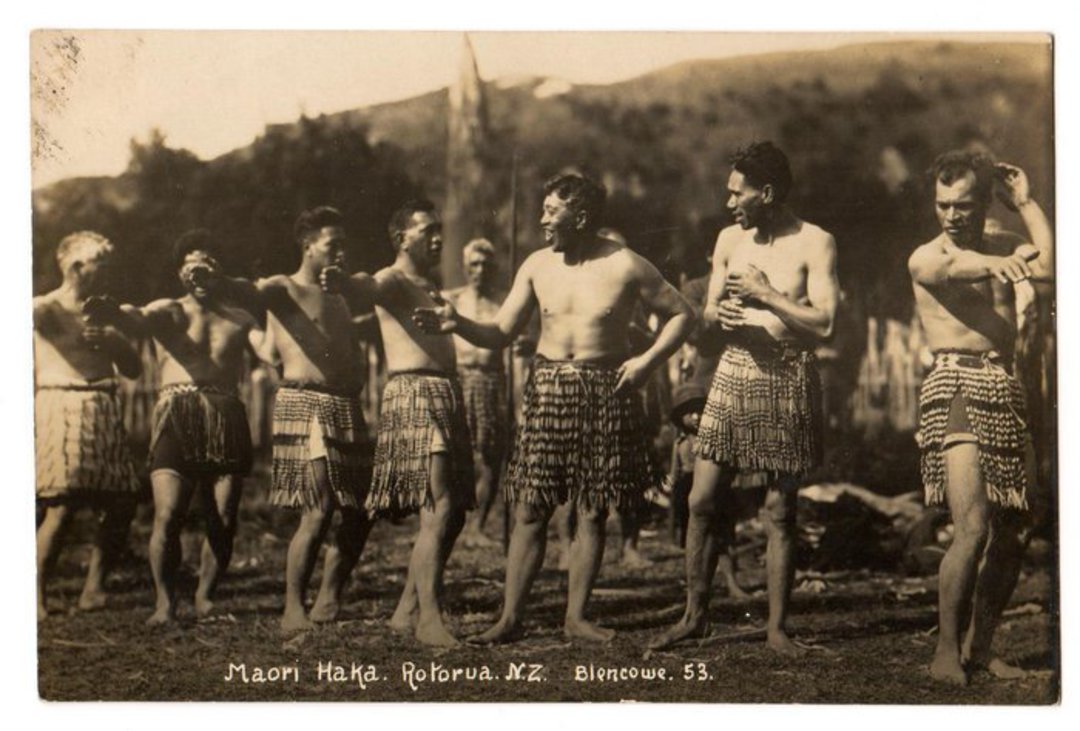 Real Photograph by Blencowe of Maori Haka Rotorua. - 69686 - Postcard image 0