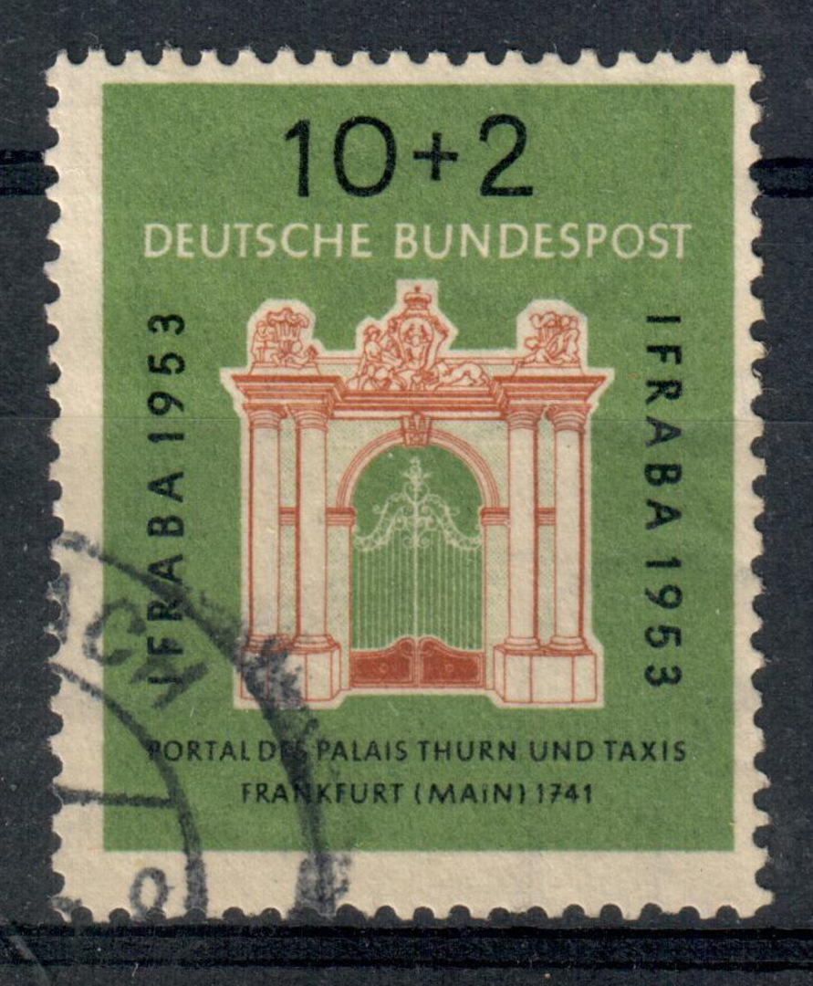 WEST GERMANY 1953 International Stamp Exhibition 10pf+5pf Multicoloured. - 9356 - FU image 0