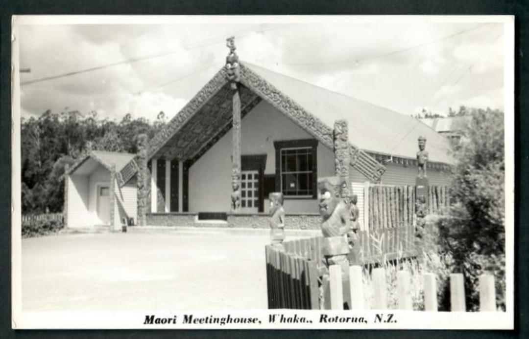 Real Photograph by N S Seaward of Maori Meetinghouse Whakarewarewa. - 49597 - Postcard image 0