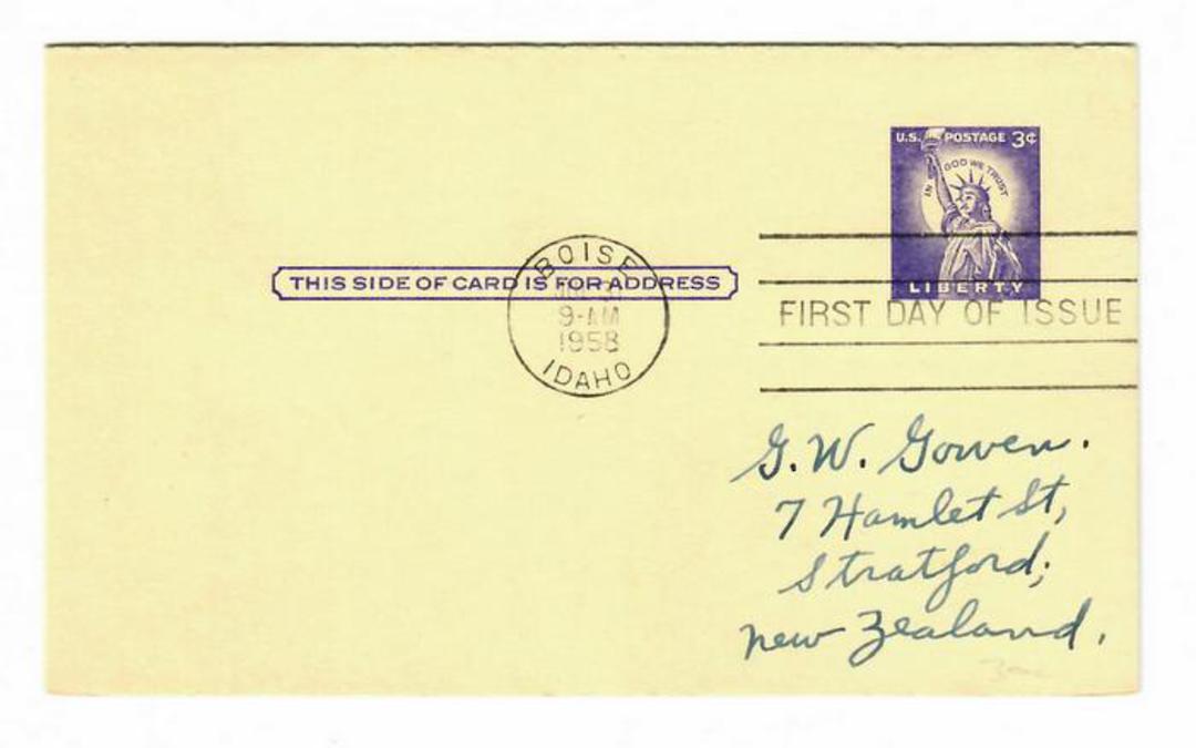 USA 1958 Reply paid card. First day of issue. - 31147 - FDC image 0