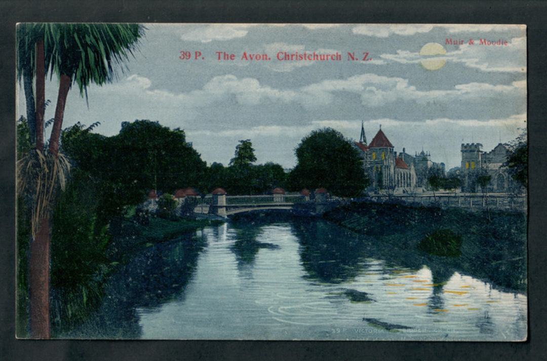 Early Undivided Postcard by Muir & Moodie of Hereford Street Bridge Christchurch.Tinted. - 248544 - Postcard image 0