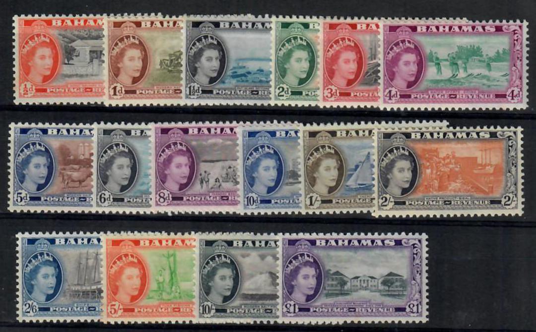 BAHAMAS 1954 Elizabeth 2nd Definitives. Set of 16. - 23003 - LHM image 0