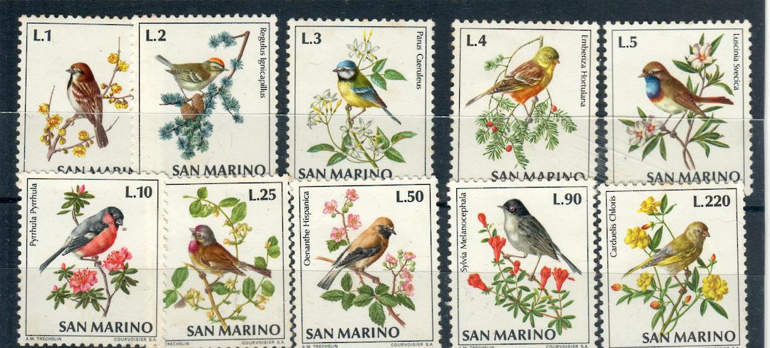 SAN MARINO 1972 Birds. Set of 10. - 21192 - UHM image 0