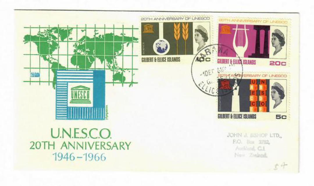 GILBERT & ELLICE ISLANDS 1966 UNESCO. Set of 3 on first day cover. - 32129 - FDC image 0