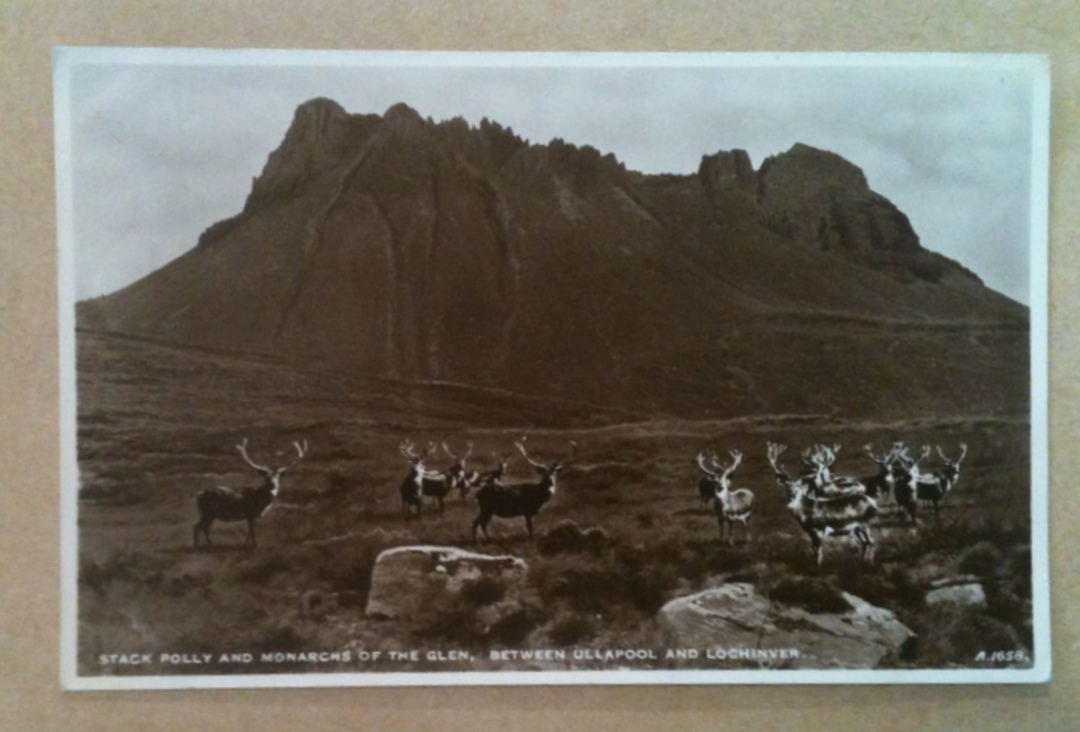 Real Photograph of Stack Polly and Monarchs of the Glenbetween Ullapool and Lochinver. - 242568 - Postcard image 0