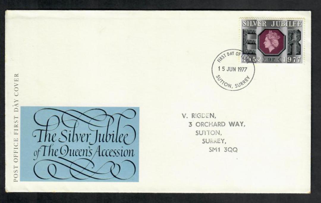 GREAT BRITAIN 1977 Silver Jubilee 9p on first day cover 15/6/1977. - 130990 - FDC image 0