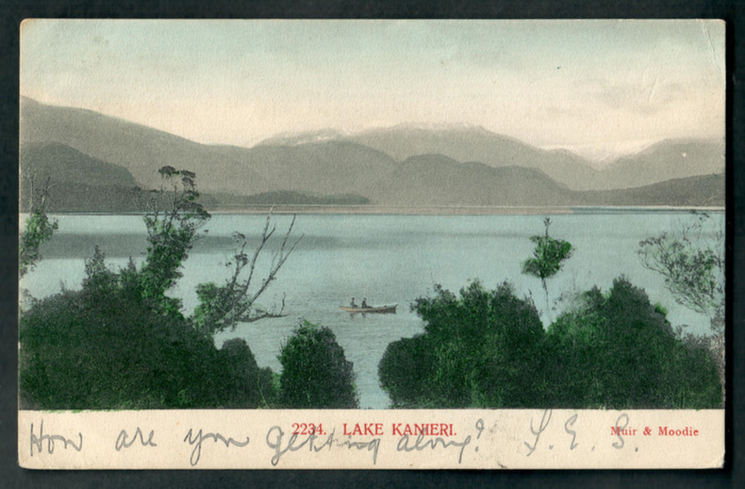 Early Undivided Coloured postcard by Muir and Moodie of Lake Kanieri. - 48841 - Postcard image 0