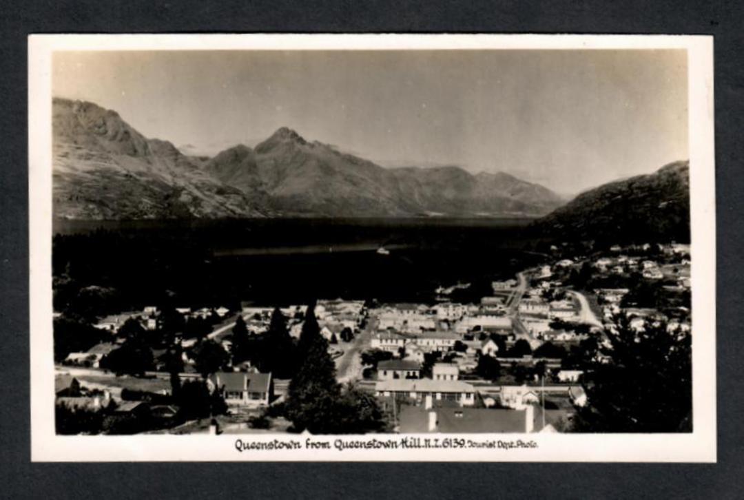 Real Photograph by A B Hurst & Son of Queenstown from Queenstown Hill. - 249409 - Postcard image 0