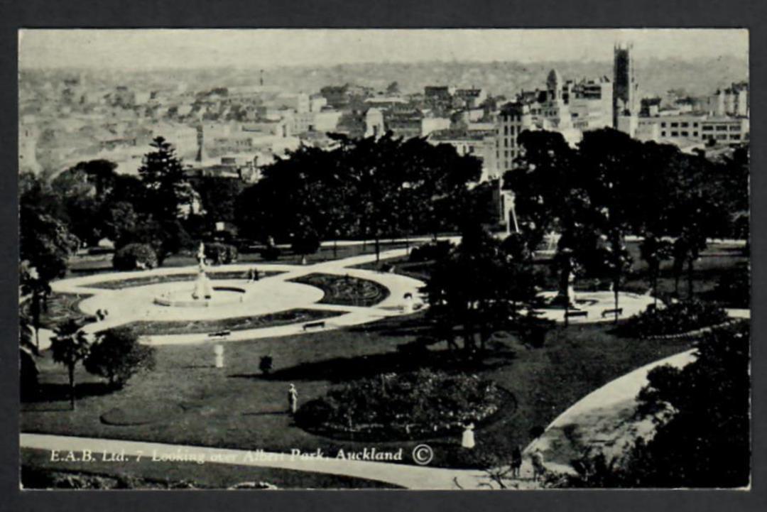 Postcard by E A Brooker. Looking over Albert Park Auckland. - 45293 - Postcard image 0