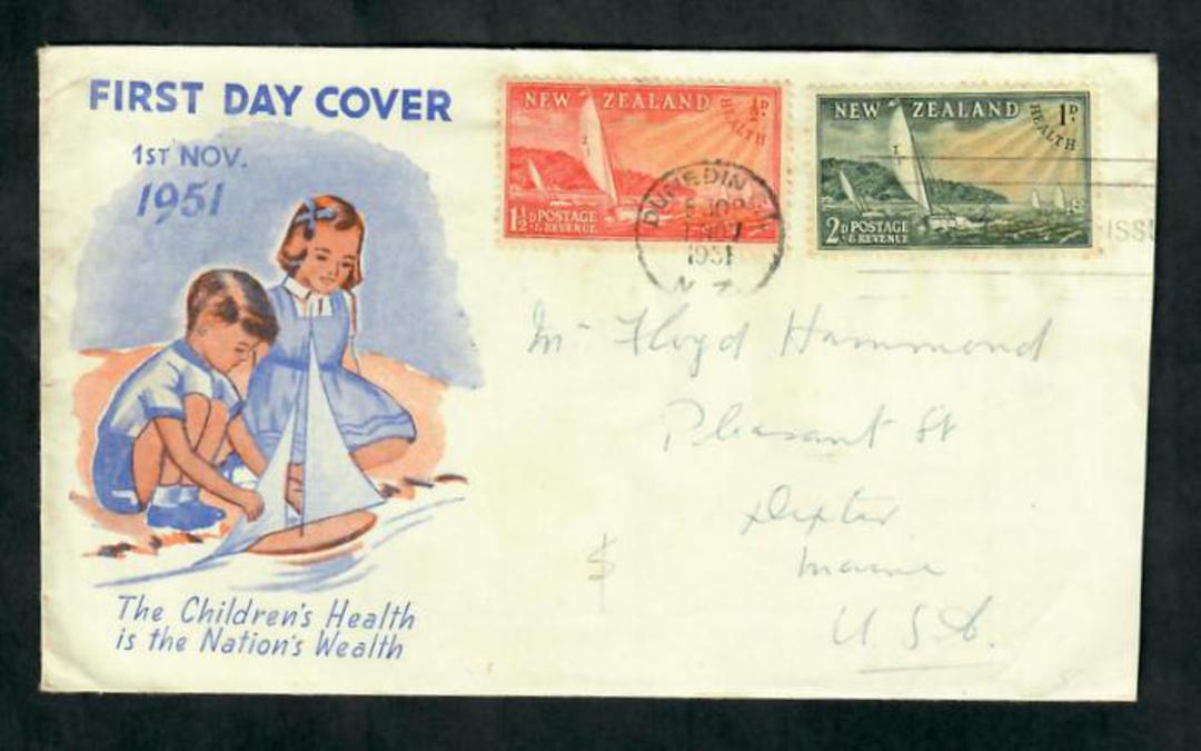NEW ZEALAND 1951 Health. Set of 2 on illustrated first day cover. - 30796 - FDC image 0