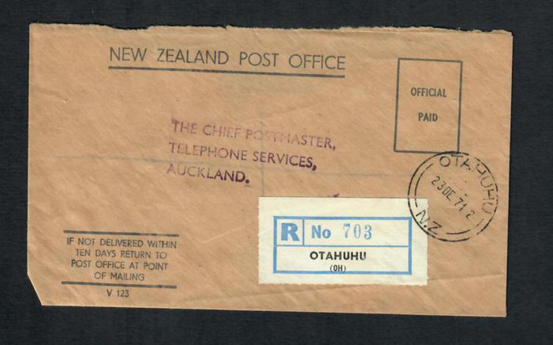 NEW ZEALAND 1971 Registered Letter Official Paid from Otahuhu to Auckland. - 31524 - PostalHist image 0