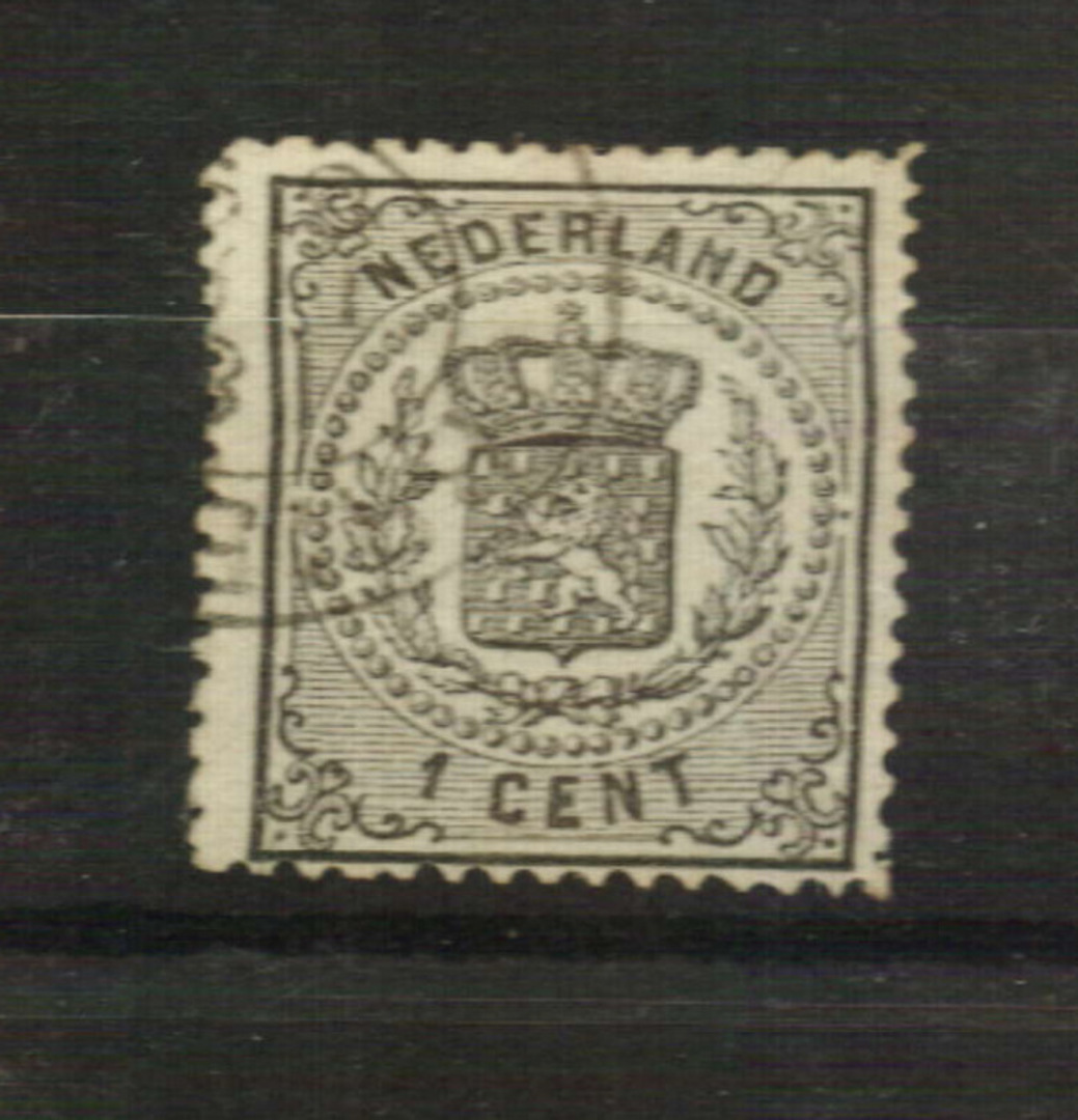 NETHERLANDS 1869 Definitive 1c black. Perf 14. Small holes on thick paper. Nice copy. - 21207 - FU image 0