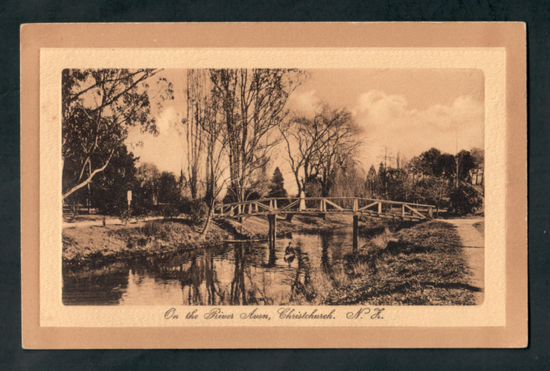 Sepia Postcard. On the River Avon Christchurch. - 248348 - Postcard image 0