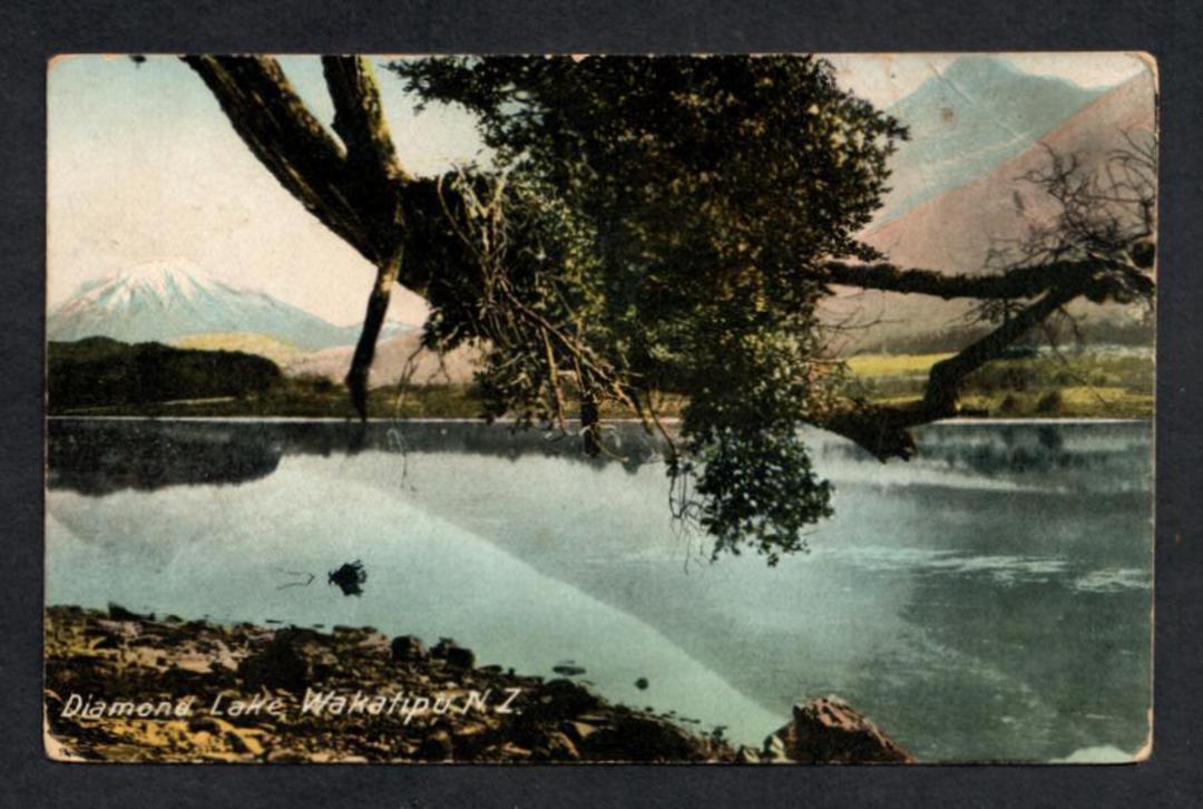 Coloured postcard of Diamond Lake Wakatipu. Slight damage. - 49431 - Postcard image 0