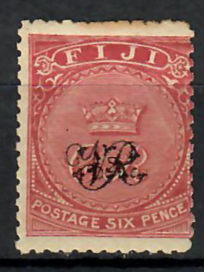 FIJI 1876 6d surcharged VR in scroll. Perf 12½. Wove paper. Centred east. Toning at hinge mark. - 70542 - Mint image 0