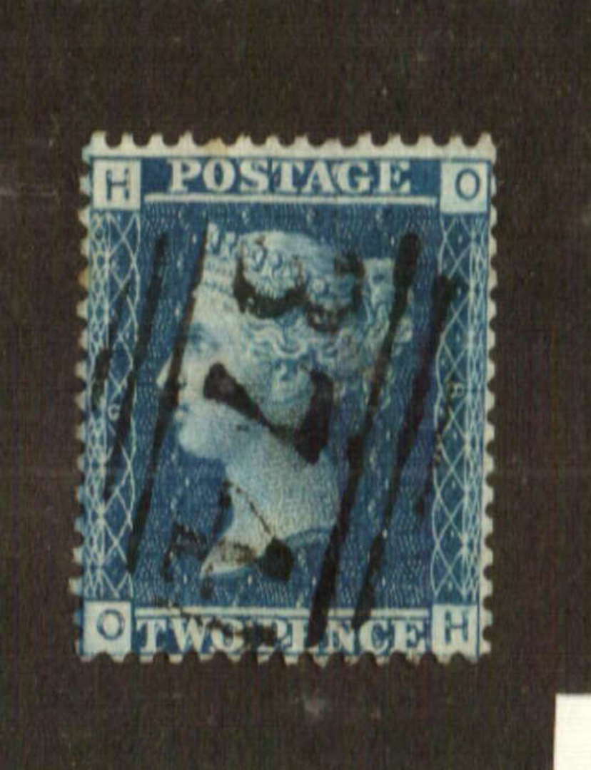 GREAT BRITAIN 1858 2d blue Die 2 Perf 14 Wmk Large Crown. Thick lines.Pmk 374 oval.Letters HOOH.Centred south. - 74586 - FU image 0