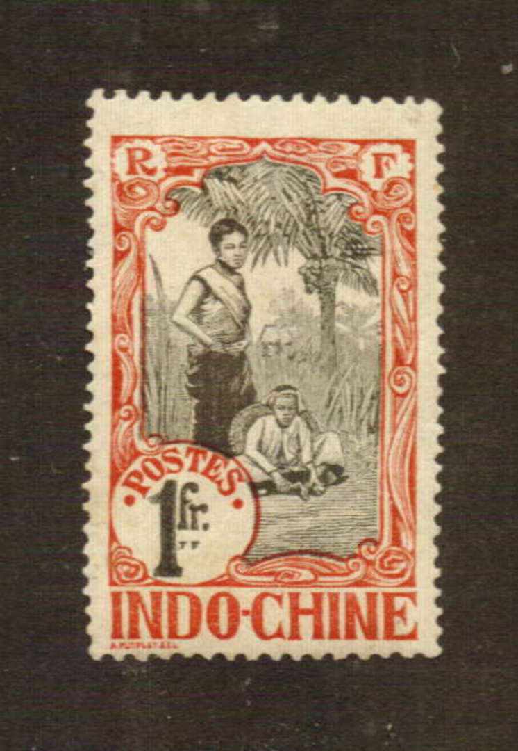 INDO-CHINA 1907 Definitive 1f with hinge remains.Good perfs - 71272 - Mint image 0
