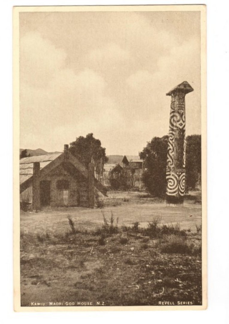 Postcard of Kawiu Maori God House. - 46051 - Postcard image 0