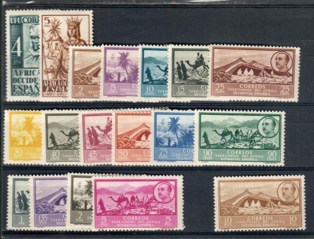 SPANISH WEST AFRICA 1949 UPU 1949 Air and 1950  Definitive set of 16 complete. All very lightly hinged. - 20288 - MNG image 0