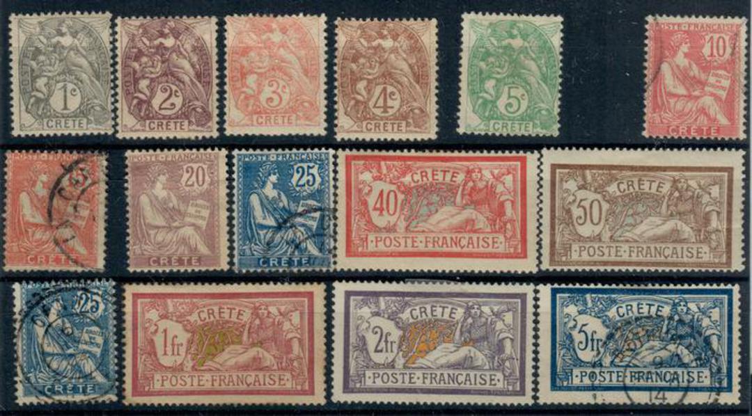 FRENCH POST OFFICES IN CRETE 1902 Definitives. Set of 15 except the 30c. - 21432 - Mixed image 0