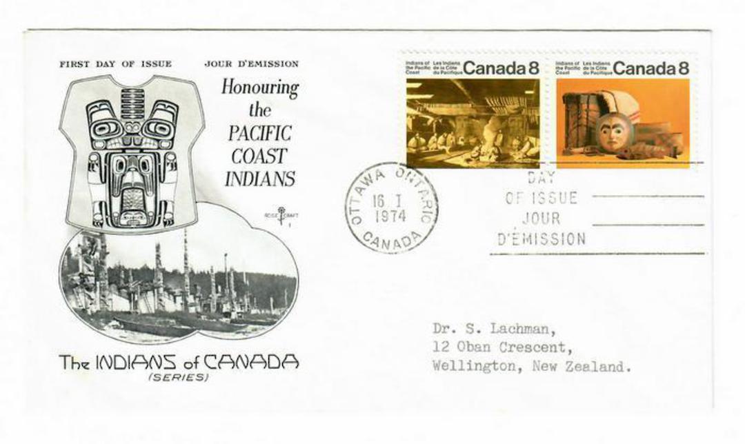 CANADA 1974 Pacific Coast Indians. Joined pair on first day cover. - 32087 - FDC image 0