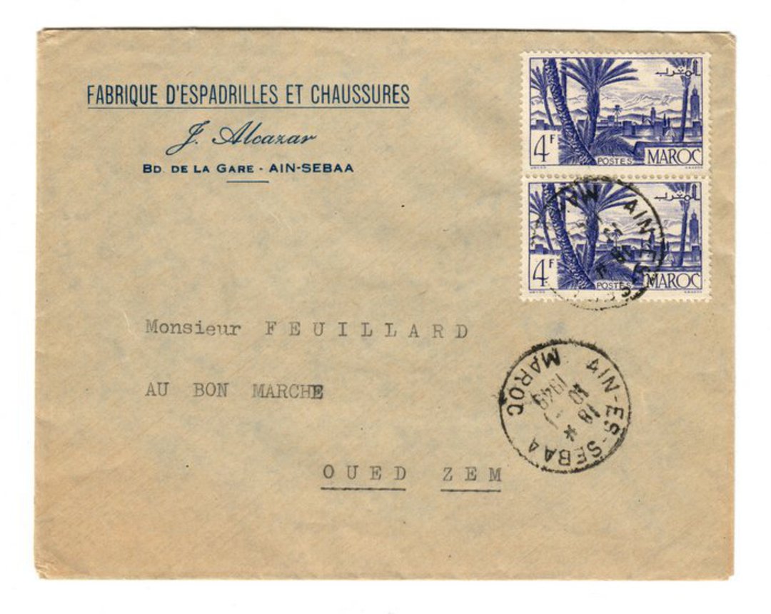 FRENCH MOROCCO 1949 Letter from Ain-Es-Sebaa to Oued Zem. - 37744 - PostalHist image 0