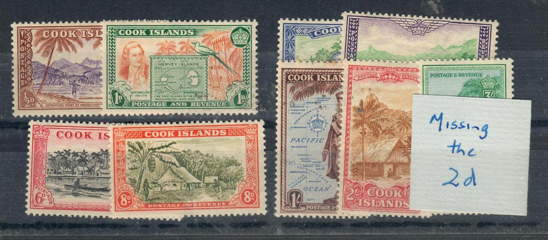 COOK ISLANDS 1949 Definitives. Set of 10. Scott 131-140 $US 19.35. - 21088 - LHM image 0