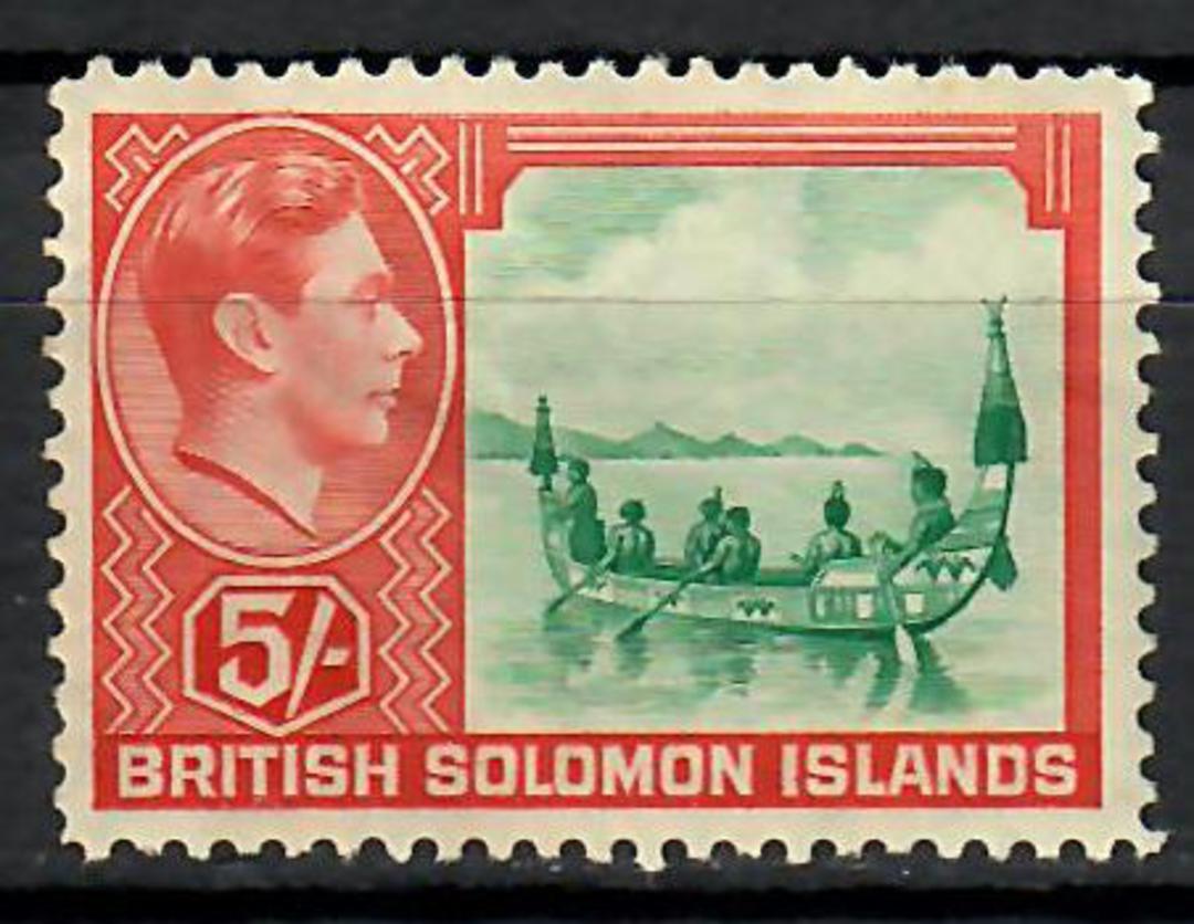SOLOMON ISLANDS 1939 Geo 6th Definitive 5/- Green and Red. - 70531 - UHM image 0