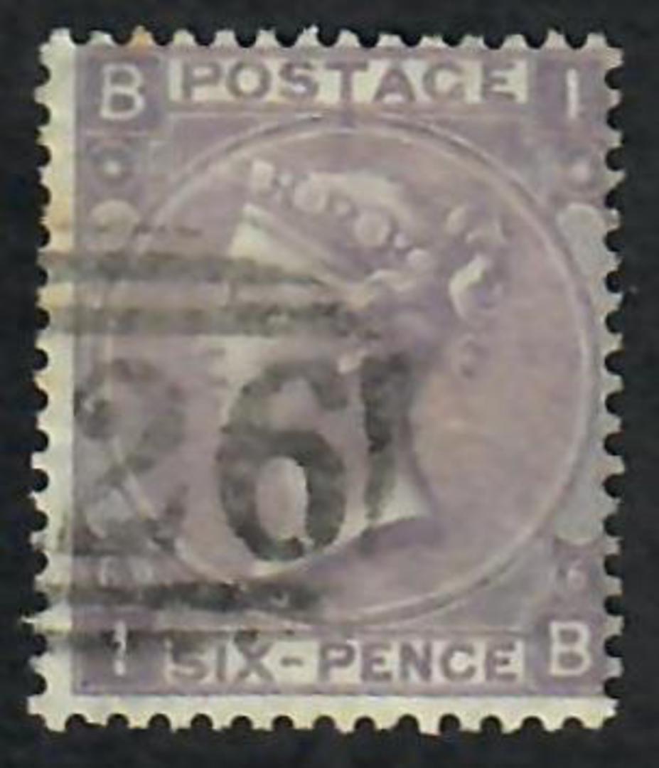 GREAT BRITAIN 1865 Definitive 6d Lilac. Very fine copy. Rich colour. Good perfs. Slightly off centre to North East. Part cancel image 0