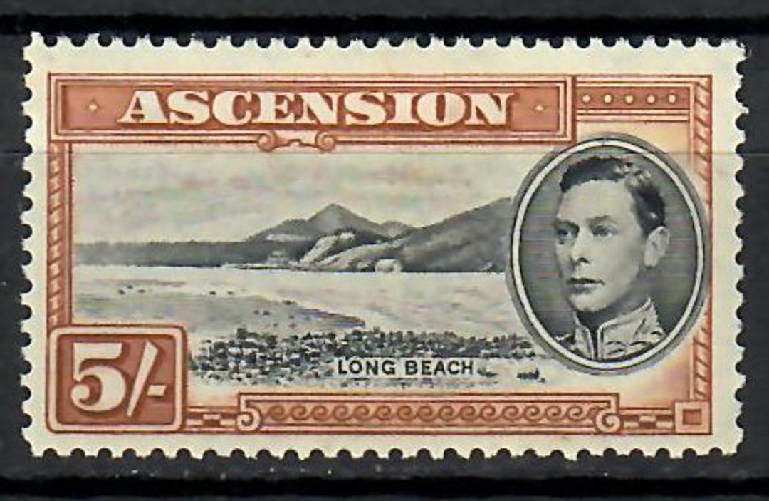 ASCENSION 1938 Geo 6th Definitive 5/- Black and Yellow-Brown. Perf 13. - 70678 - Mint image 0