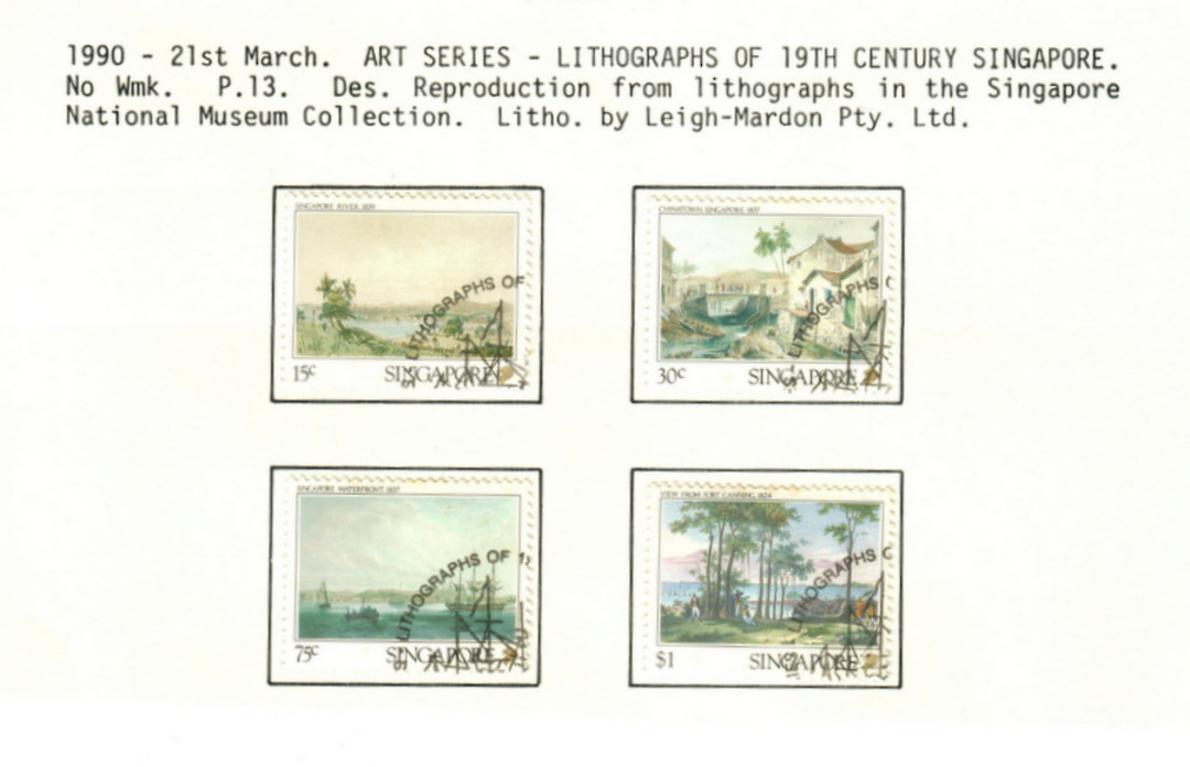 SINGAPORE 1990 Lithographs of Old Singapore. Set of 4. - 59631 - VFU image 0