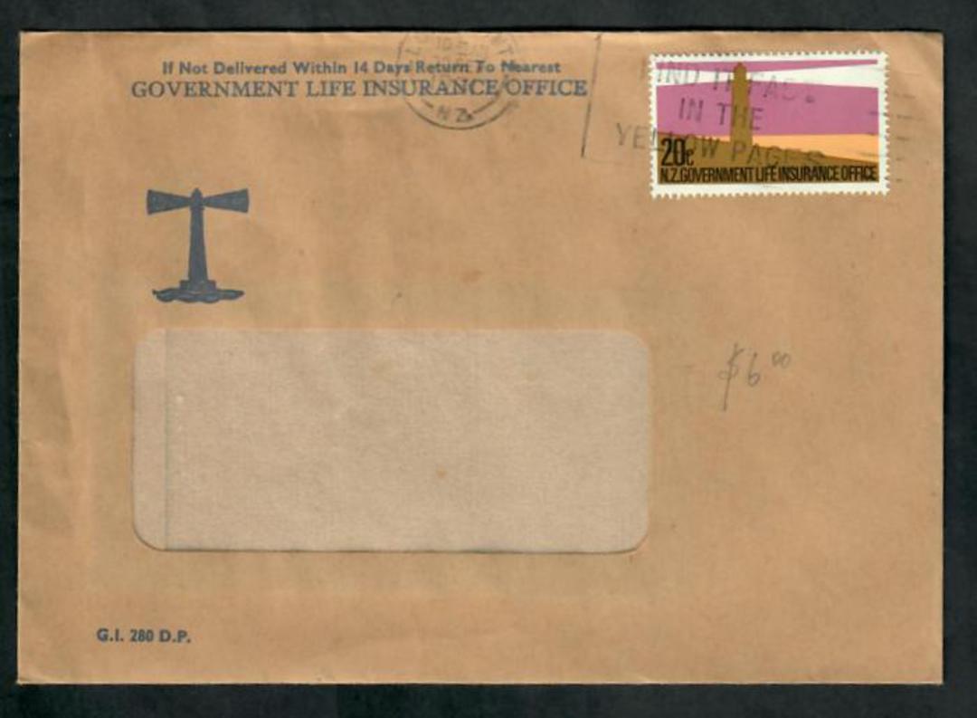 NEW ZEALAND Cover used by the Government Life 20c Postage. Real usage. - 30766 - PostalHist image 0