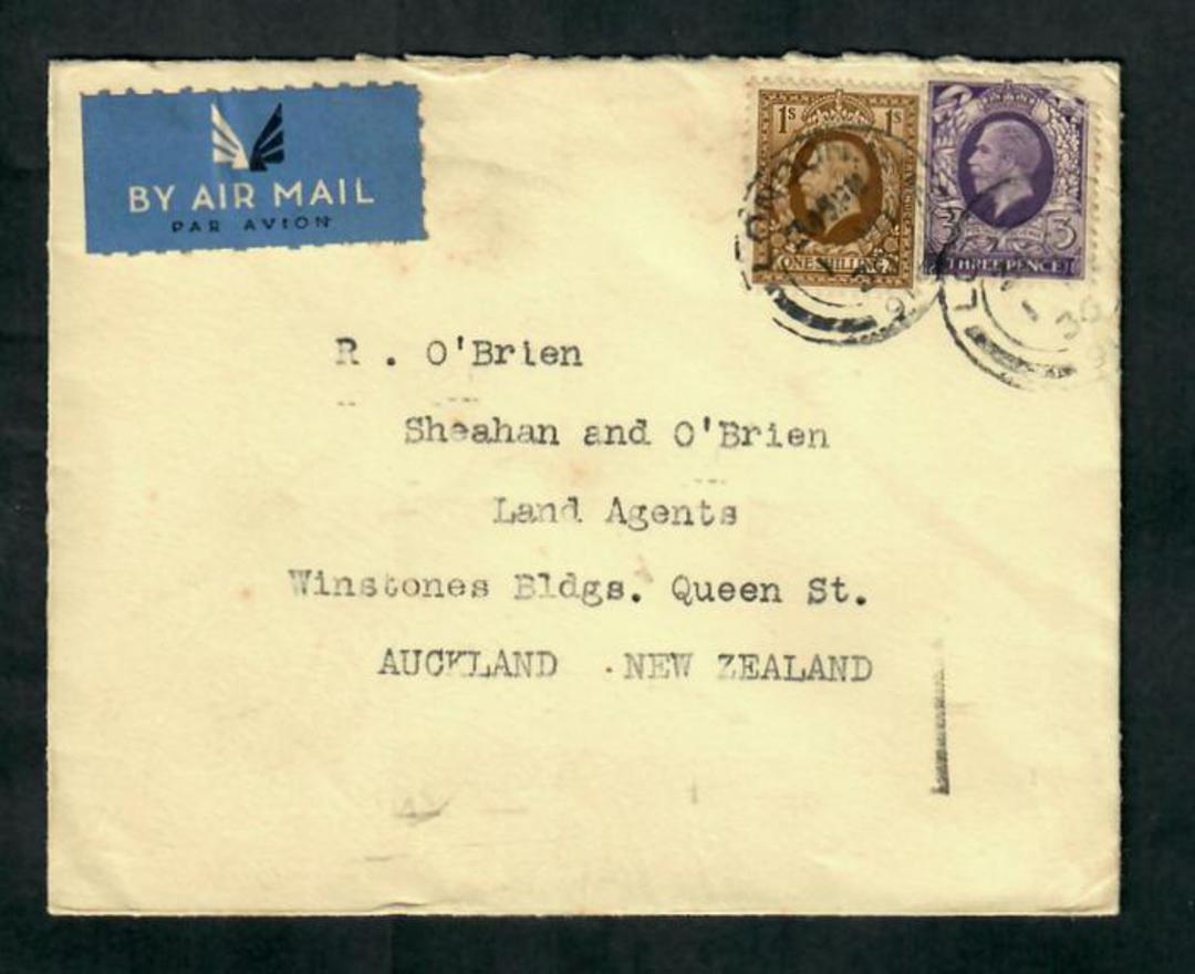 GREAT BRITAIN 1936 Airmail Letter to New Zealand. - 31773 - PostalHist image 0