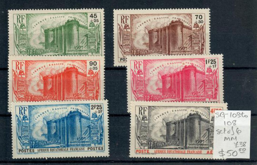 FRENCH EQUATORIAL AFRICA 1939 150th Anniversary of the French Revolution. Set of 6. - 21445 - LHM image 0