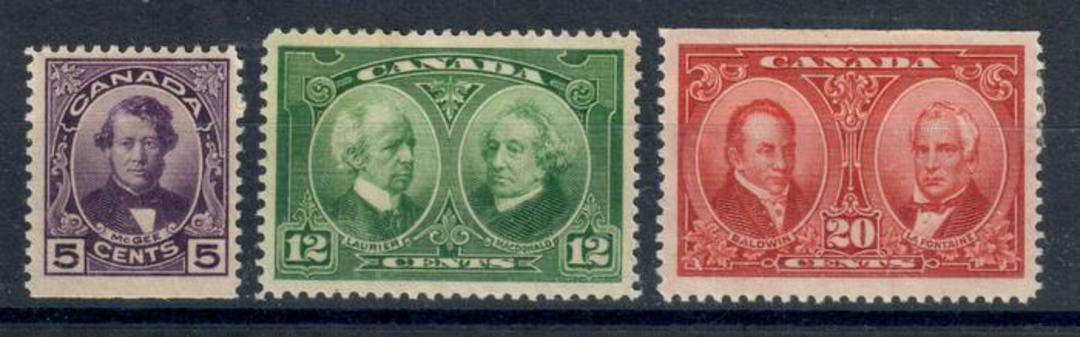CANADA 1927 60th Anniversary Second set of 3. Two stamps part imperf (refer note in SG). Clean and fresh appearance. Hinge remai image 0